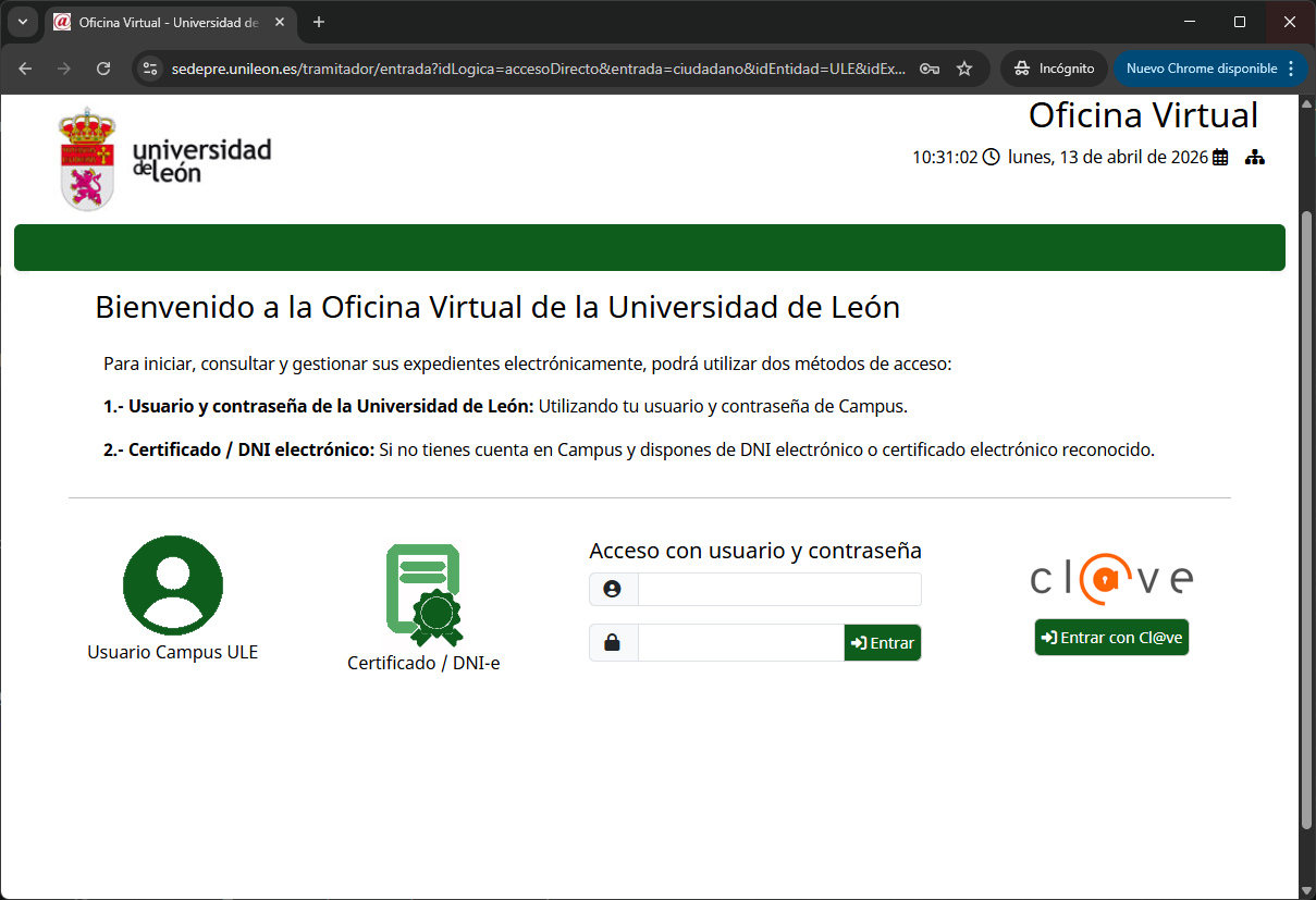 Login Oficina Virtual
